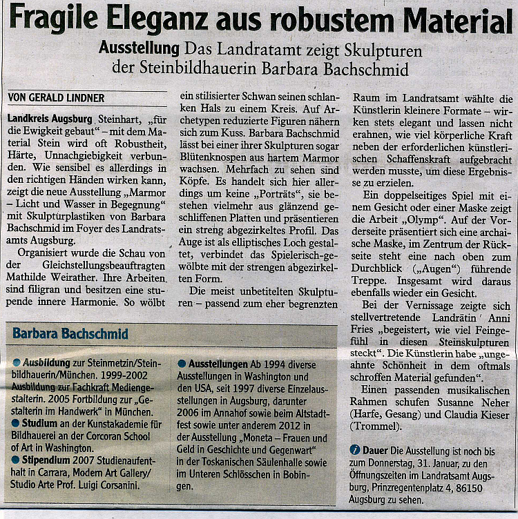 Zeitungsartikel 2 der Einzelausstellung Landratsamt Augsburg 